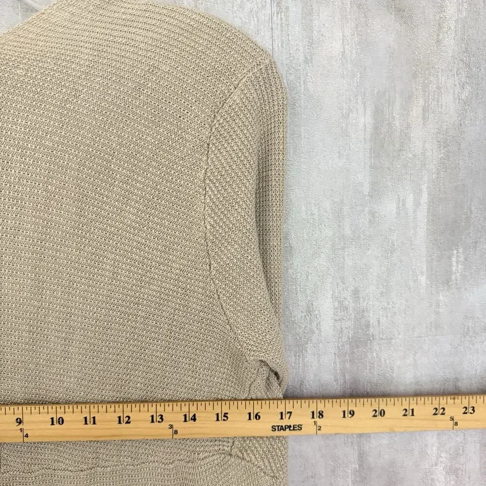 EILEEN FISHER Cardigan Petite PM Linen Open Knit Open Front Long Sleeve Beige - Picture 11 of 13